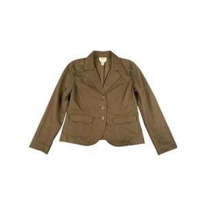 Talbots Womens Stretch Cotton Utility‎ Jacket Blazer Brown Size 10